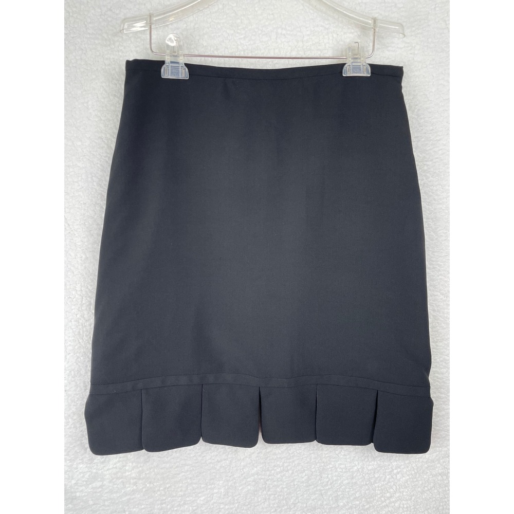 Bloomingdale's Black Pleated Hem Pencil Skirt Size 10 Made in USA Career Wear